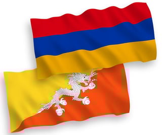 Flags of Armenia and Bhutan together