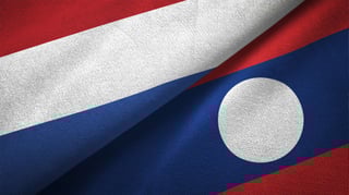 Flags of the Netherlands and Laos
