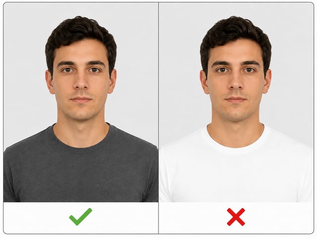 Kontrast zwischen Kleidung des Antragstellers und Hintergrund