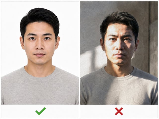 清晰与像素化的申请人照片
