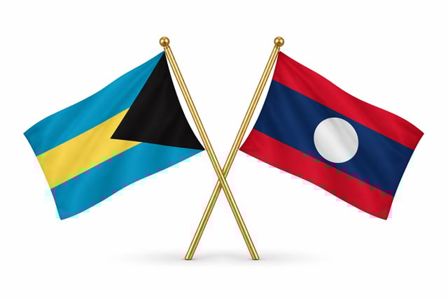 crossed Flags of Bahamas-And Laos