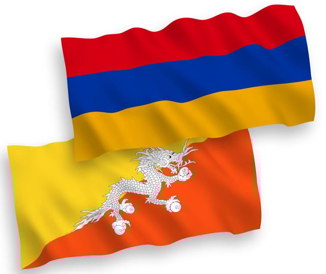 Flags of Armenia and Bhutan together