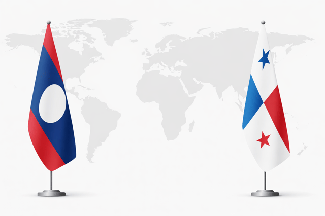 Flags Of Laos And Panama In Focus