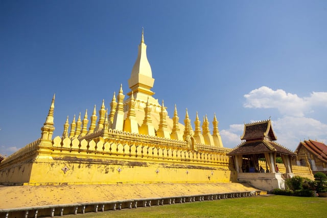 Golden Pagoda At Wat Pha That Luang
