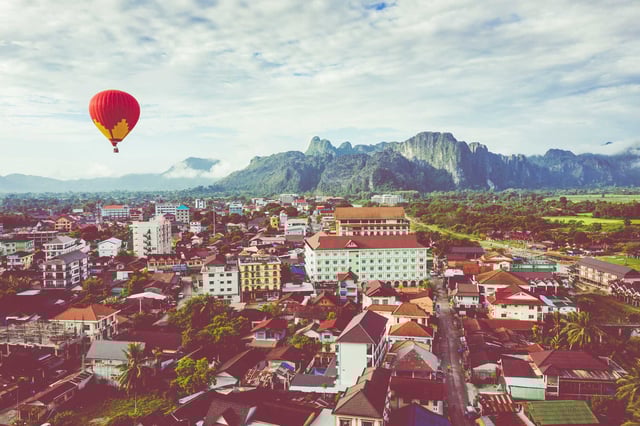 Hot Air Balloon Over Vang Vieng Laos