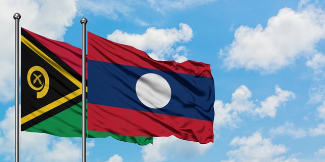 Laos And Vanuatu Flags