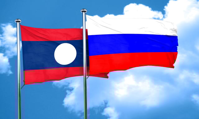 Laos Flag With Russia Flag