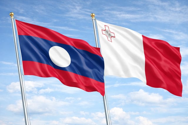 Laos and Malta national flags
