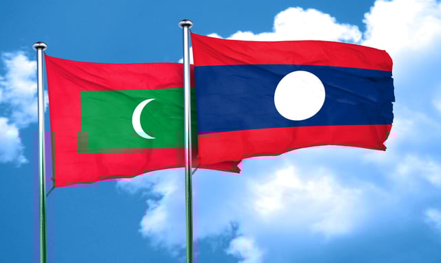 Maldives Flag With Laos Flag