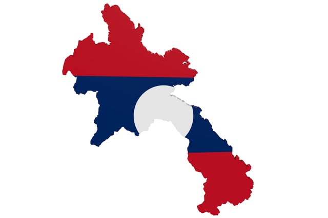 Map Of Laos In National Flag Colours