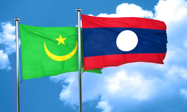 Mauritania Flag With Laos Flag