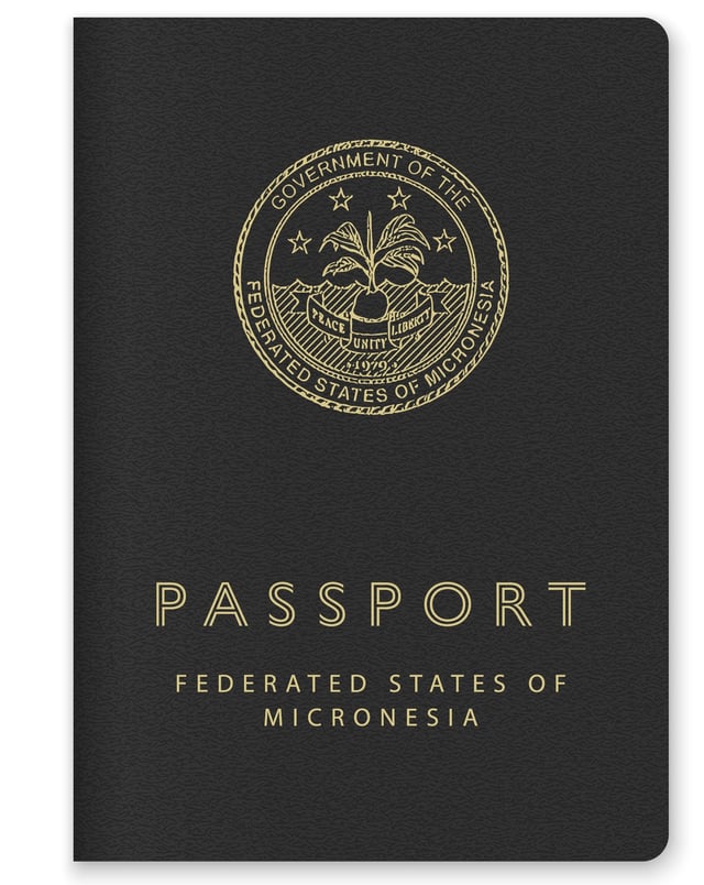 Micronesia Passport Cover Featuring Gold Text And Emblem