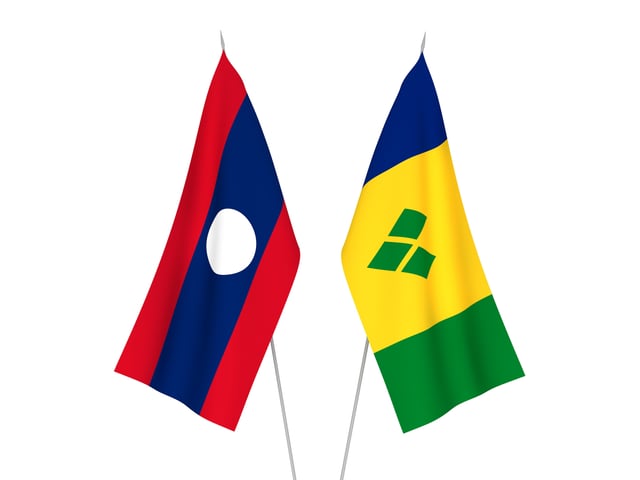 National Fabric Flags Of Laos And Saint Vincent