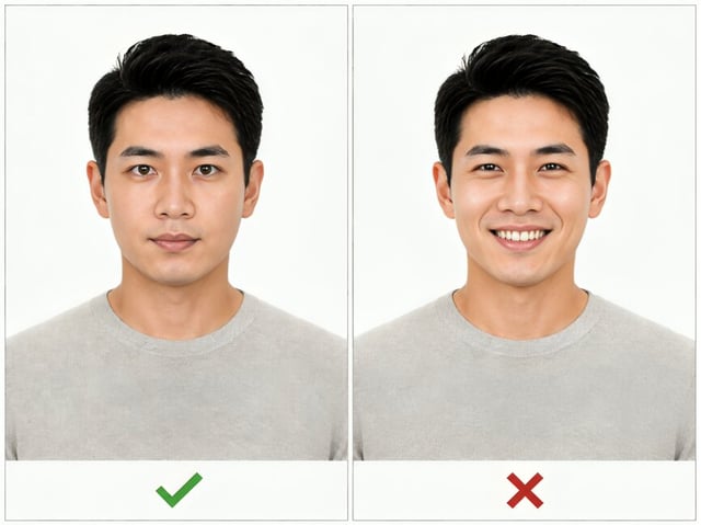 中性表情与微笑的申请人照片