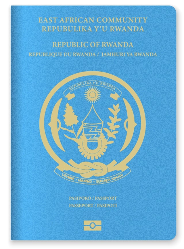 Rwanda Passport Cover Featuring Gold Text And Emblem