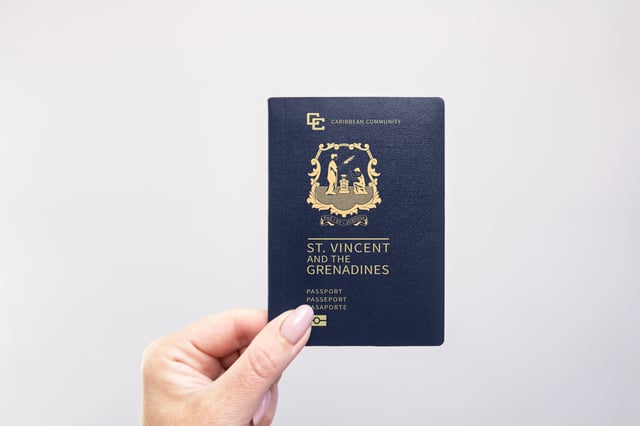 Saint Vincent And The Grenadines Passport Held In Hand