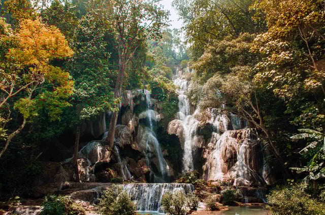 The Kuang Si Waterfall During Autumn