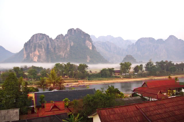 Vang Vieng Landscape At Sunrise