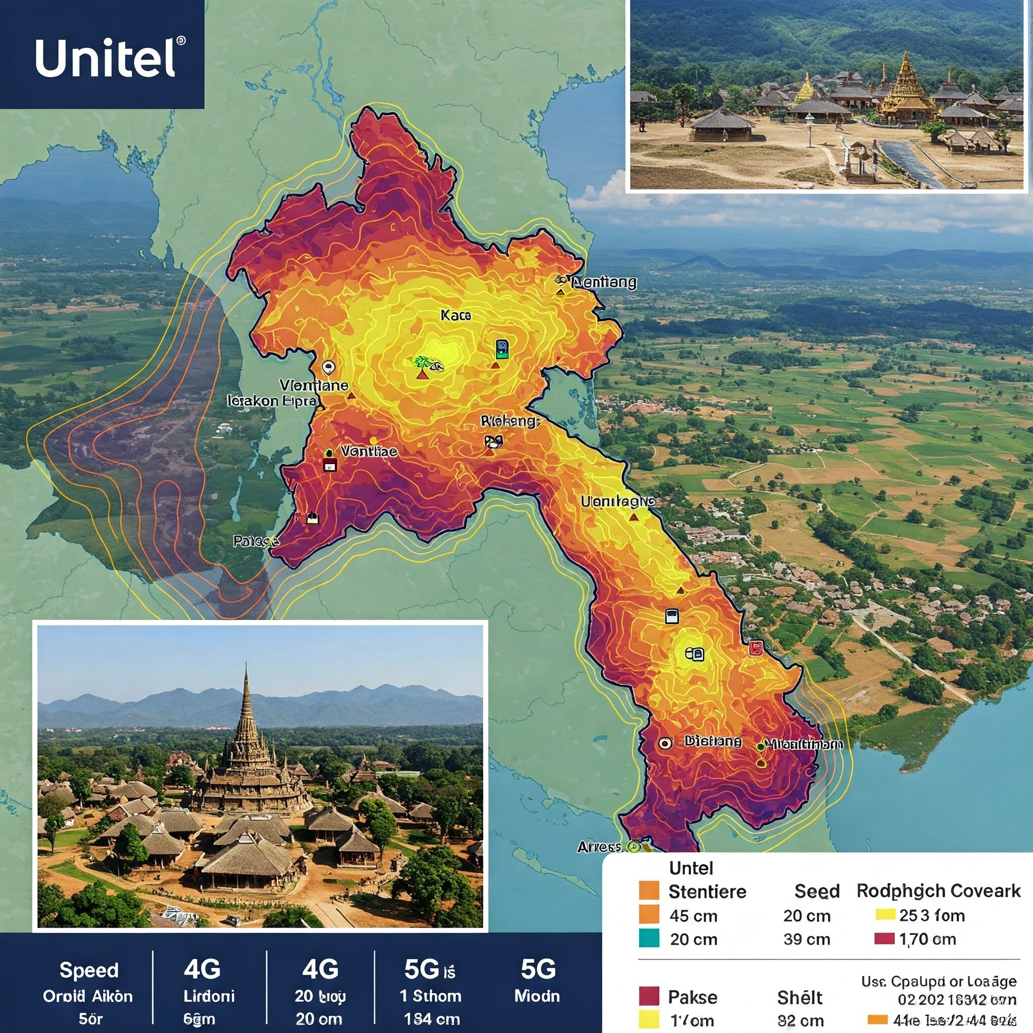 พื้นที่ให้บริการเครือข่ายยูนิเทลในประเทศลาว
